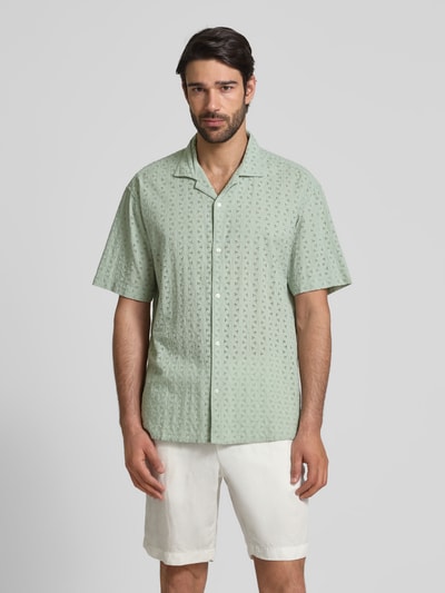 MCNEAL Koszula casualowa o kroju regular fit z haftem angielskim Limonkowy 4