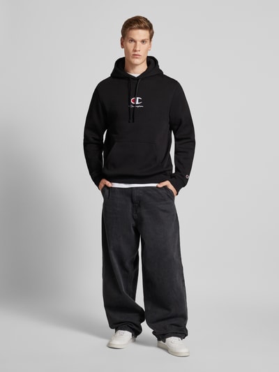 CHAMPION Hoodie mit Label-Stitching Black 1