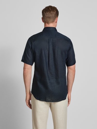 Fynch-Hatton Regular fit vrijetijdsoverhemd van een mix van linnen en katoen Marineblauw - 5