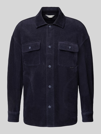 Casual Friday Overhemdjack met borstzakken, model 'corduroy' Marineblauw - 2