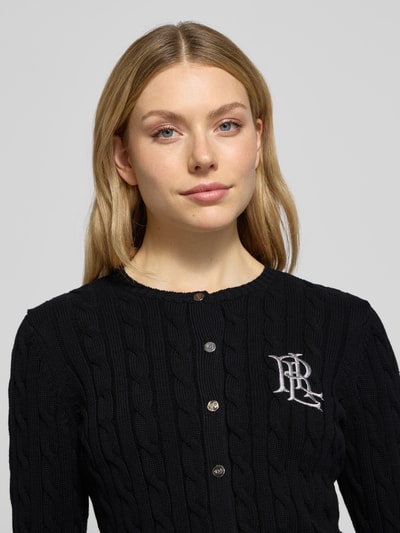 Lauren Ralph Lauren Strickjacke mit Zopfmuster und Label-Stitching Modell 'RALHAN' Black 3