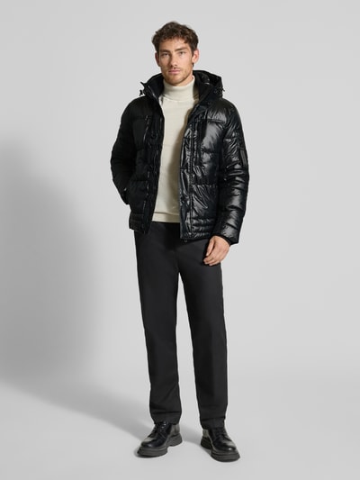 Tom Tailor Gewatteerd regular fit jack met afneembare capuchon Zwart - 1