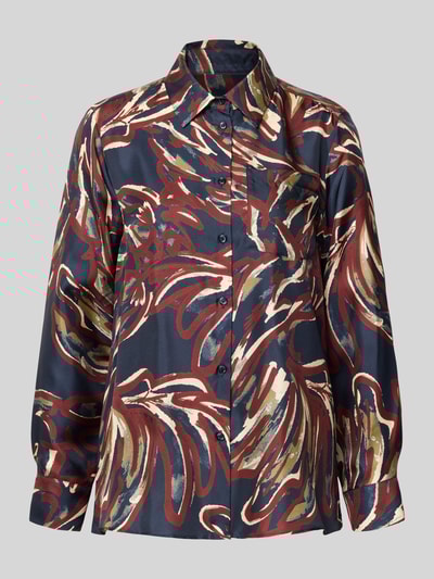 Weekend Max Mara Bluzka koszulowa o kroju regular fit z czystego jedwabiu model ‘RIVE’ Granatowy 2