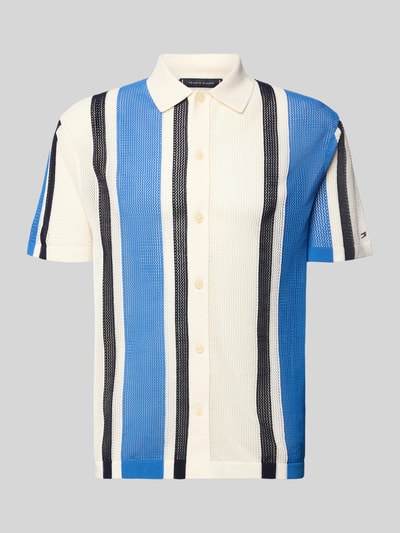 Produktfoto, Relaxed Fit Freizeithemd aus Baumwoll-Mix von Tommy Hilfiger, Mehrfarbig in Mesh-Optik mit Struktur, durchgehende Knopfleiste, Logo-Stitching, Kurzarm