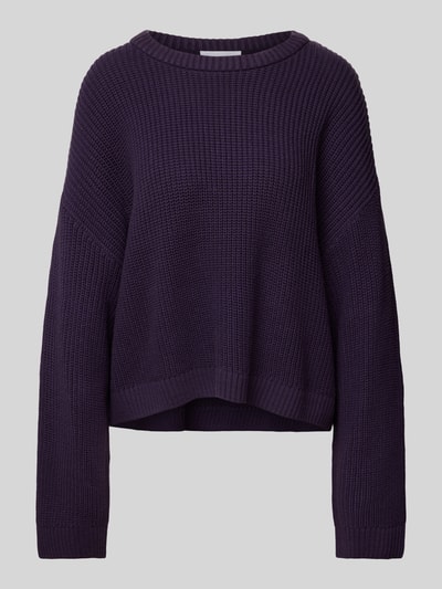 Review Oversized Strickpullover mit gerippten Abschlüssen Purple 1