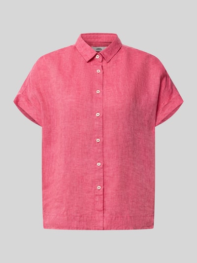 Produktfoto, Leinenbluse mit Knopfleiste Modell 'DOLLY' von 0039 Italy in kräftigem Pink, reine Leinenstruktur, Regular-Fit, Hemdblusenkragen