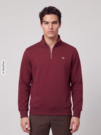 GANT Regular Fit Sweatshirt aus Baumwoll-Mix Bordeaux 4