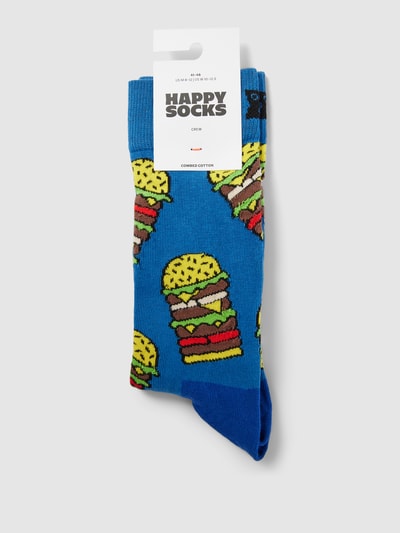 Happy Socks Socken mit Allover-Muster Modell 'Burger' Blau 3