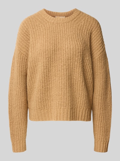 Productfoto, Oversized Wollpullover aus Woll-Mix van MICHAEL Michael Kors, beige structuurpatroon, geribde boorden, ronde hals