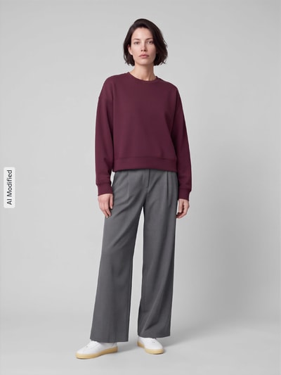 Jake*s Casual Sweatshirt mit überschnittenen Ärmeln Pflaume 1