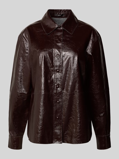 Zero Relaxed fit overhemdblouse in leerlook Bordeaux - 2
