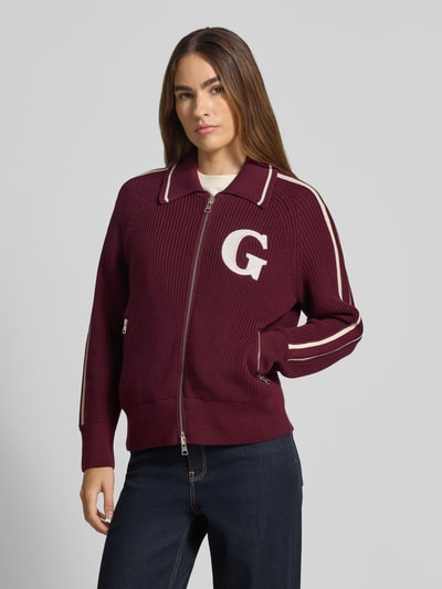 Gant Kurtka z dzianiny z wyhaftowanym logo Bordowy 4