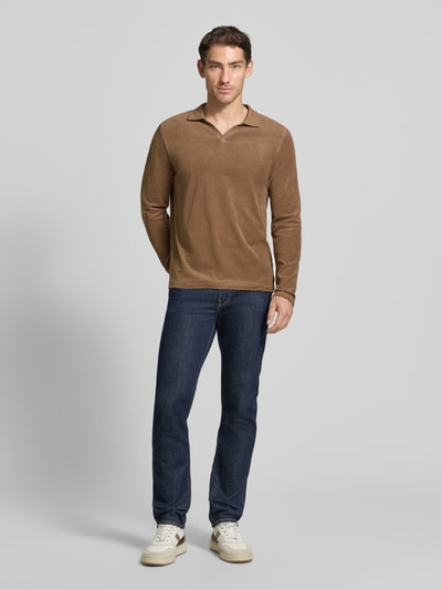 CINQUE Shirt met lange mouwen met polokraag en v-hals model 'BOLL' Hazelnoot - 1