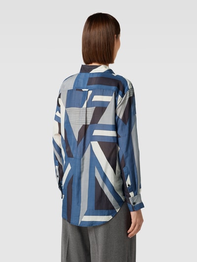 Gant Blouse met zijde en all-over motief Rookblauw - 5