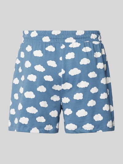 Jake*s Casual Korte pyjamabroek met all-over motiefprint Bleu - 3