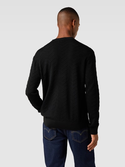 Emporio Armani Gebreide pullover van scheerwolmix met siernaden Zwart - 5