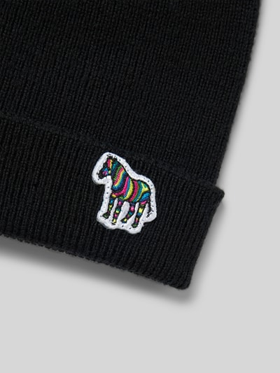 PAUL SMITH Beanie aus reiner Wolle Modell 'ZEBRA' Black 2