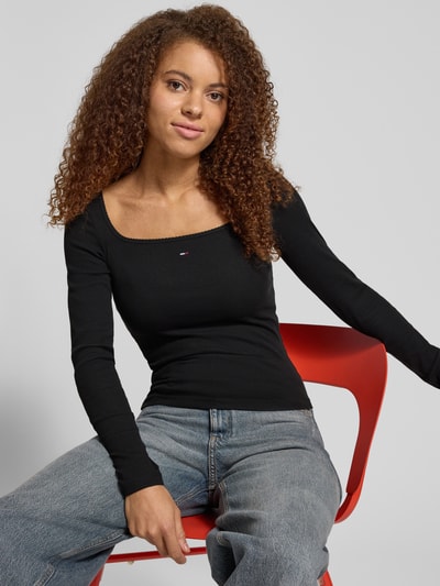 Tommy Jeans Slim fit shirt met lange mouwen van katoenmix Zwart - 3