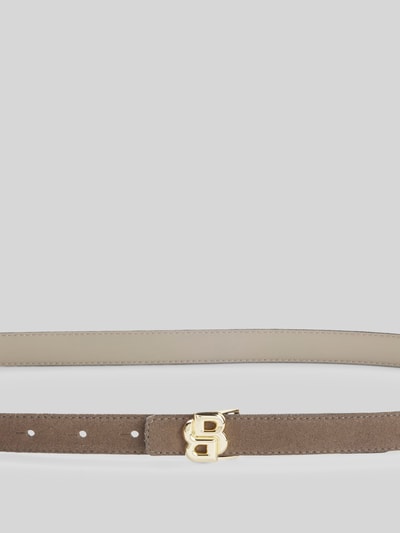 BOSS Riem van echt leer met labeldetail Taupe - 2