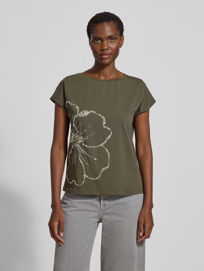 s.Oliver BLACK LABEL Regular fit T-shirt van katoenmix Kaki - 4