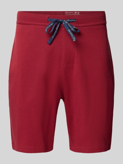 Christian Berg Men Regular fit sweatshorts met tunnelkoord Donkerrood - 2