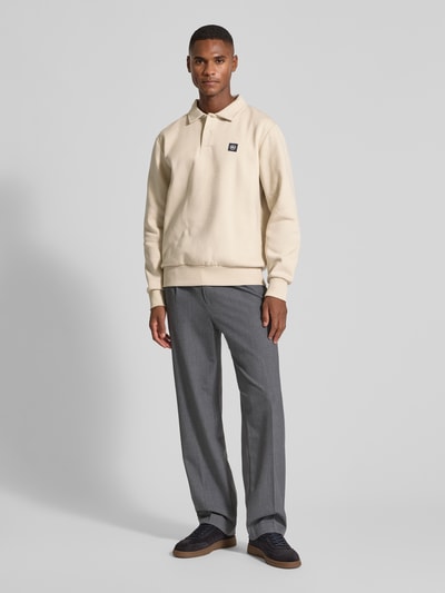 Lerros Sweatshirt met polokraag Zand - 1