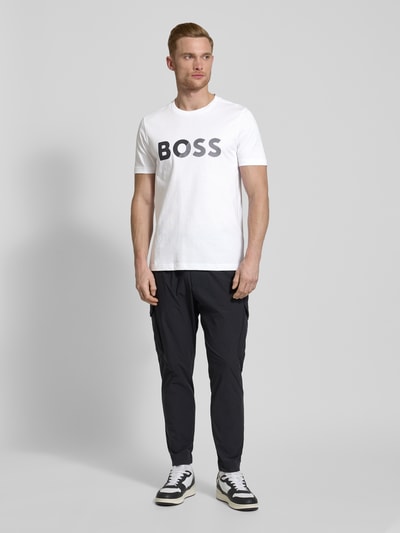 BOSS Green T-Shirt mit Label-Print Weiss 1