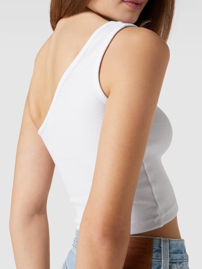 Review Cropped One-Shoulder-Top Weiss 3