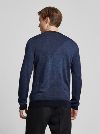 BOSS Gebreide pullover van scheerwol, model 'Eclaus' Marineblauw - 5