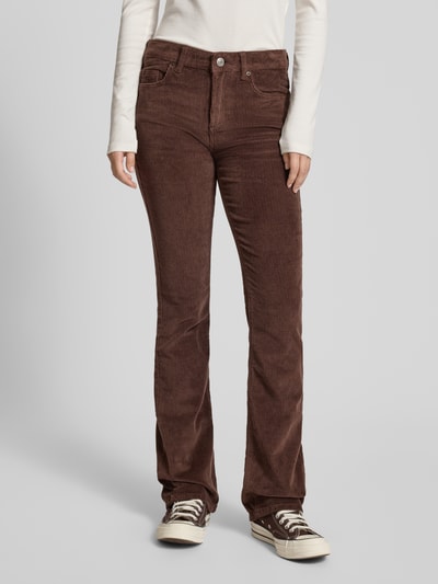 Only Spodnie sztruksowe o rozkloszowanym kroju z mieszanki bawełny model ‘MARY’ Czekoladowy 4