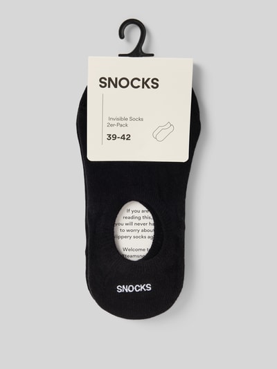 Snocks Kousenvoetjes met labelprint in een set van 2 paar Zwart - 3