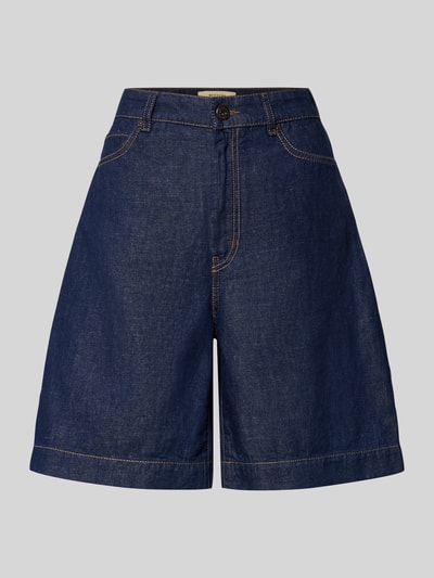 Produktfoto, Wide Leg Bermudashorts aus Baumwoll-Leinen-Mix Modell 'OZONO' von Weekend Max Mara in Denim-Optik mit 5-Pocket-Design und Label-Applikation.