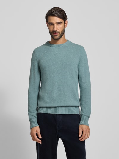 Marc O'Polo Sweter o kroju regular fit z dzianiny z mieszanki wełny Lodowy błękitny 4