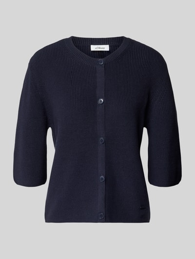 s.Oliver RED LABEL regular fit gebreid jack van katoenmix Marineblauw - 2