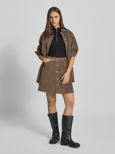 Noisy May Regular fit overhemdblouse van corduroy met borstzakken, model 'ALVA' Middenbruin - 1