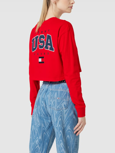 Tommy Jeans Cropped Longsleeve mit Label-Stitching Rot 5