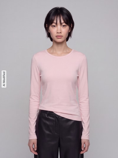 s.Oliver RED LABEL Langarmshirt mit abgerundetem Saum Rose 4