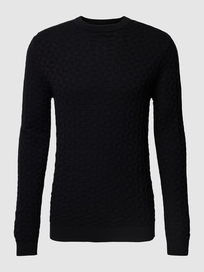 Only & Sons Gebreide pullover met structuurmotief, model 'KALLE' Zwart - 2