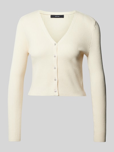 Vero Moda Cropped Strickjacke mit Strukturmuster Modell 'HOLLY' Beige 1