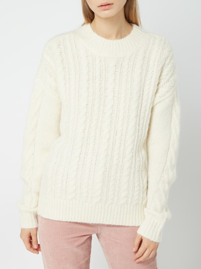 Jake*s Casual Pullover mit Zopfmuster Offwhite 3