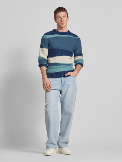 Blend Strickpullover mit Strukturmuster Marine 1