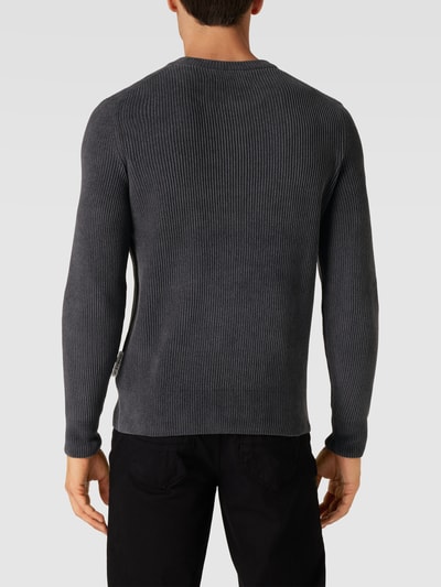 Marc O'Polo Strickpullover mit Label-Detail Modell 'O-Neck Rib Knit Seasonal' Anthrazit 5