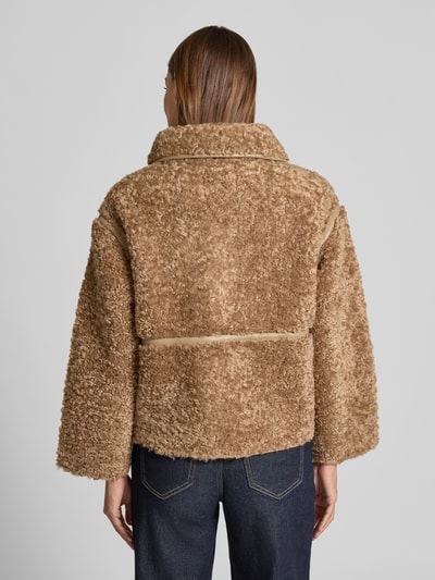 Neo Noir Jacke aus Teddyfell mit Knopfleiste Modell 'Castor' Taupe 5