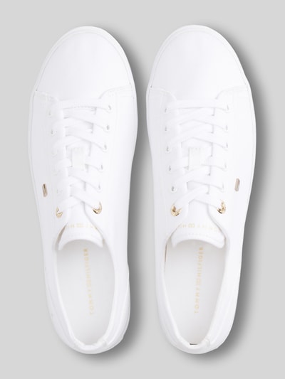 Tommy Hilfiger Low top sneakers van canvas met logo-applicatie Wit - 3