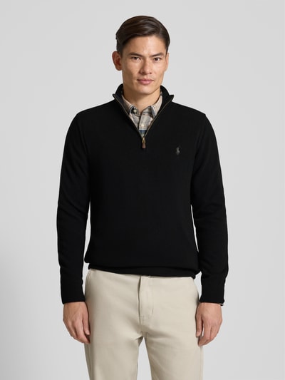 Polo Ralph Lauren Strickpullover aus Wolle mit Stehkragen und Reißverschluss Black 4