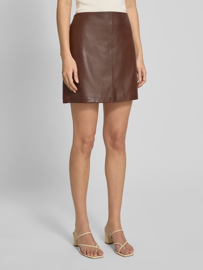 Lauren Ralph Lauren Bleistiftrock aus Lammleder Modell 'LIDDLE' Dunkelbraun 4