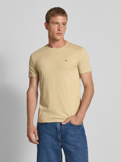 Tommy Jeans Regular Fit T-Shirt aus Baumwoll-Mix Beige Melange 4