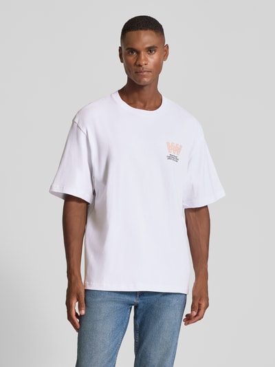 Wood Wood T-shirt met labelprint, model 'Gary' Wit - 4