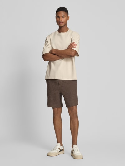 Marc O'Polo Relaxed Fit Sweatshorts aus Baumwoll-Mix Dunkelbraun 1