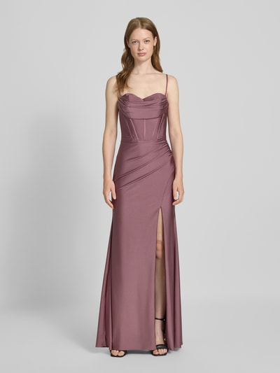 Mascara Avondjurk met vetersluiting en loopsplit Oudroze - 4